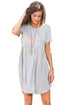 Sexy Gray Short Sleeve Pullover Babydoll Style Casual Dress